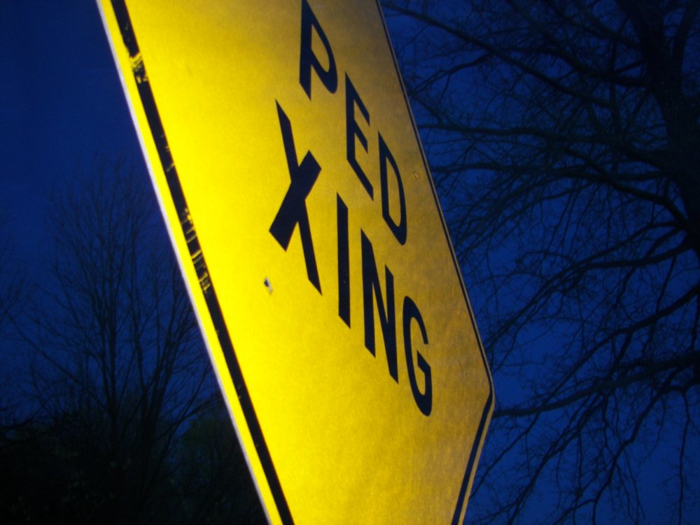 Ped Xing sign at night
